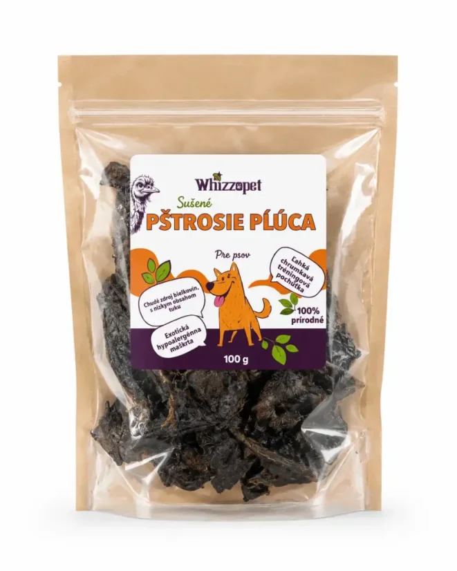 Sušené pštrosie pľúca – pochúťka pre psa