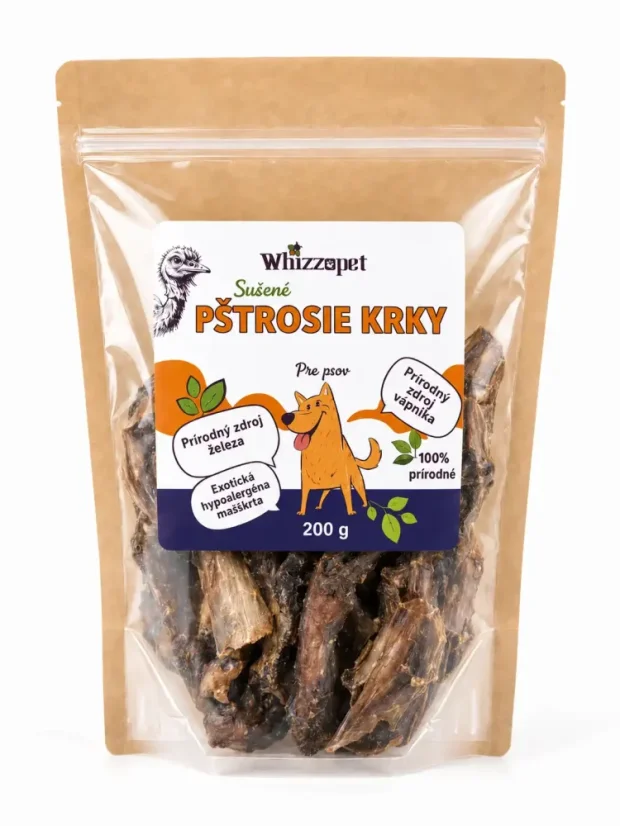 Sušené pštrosie rebro s mäsom pre psa